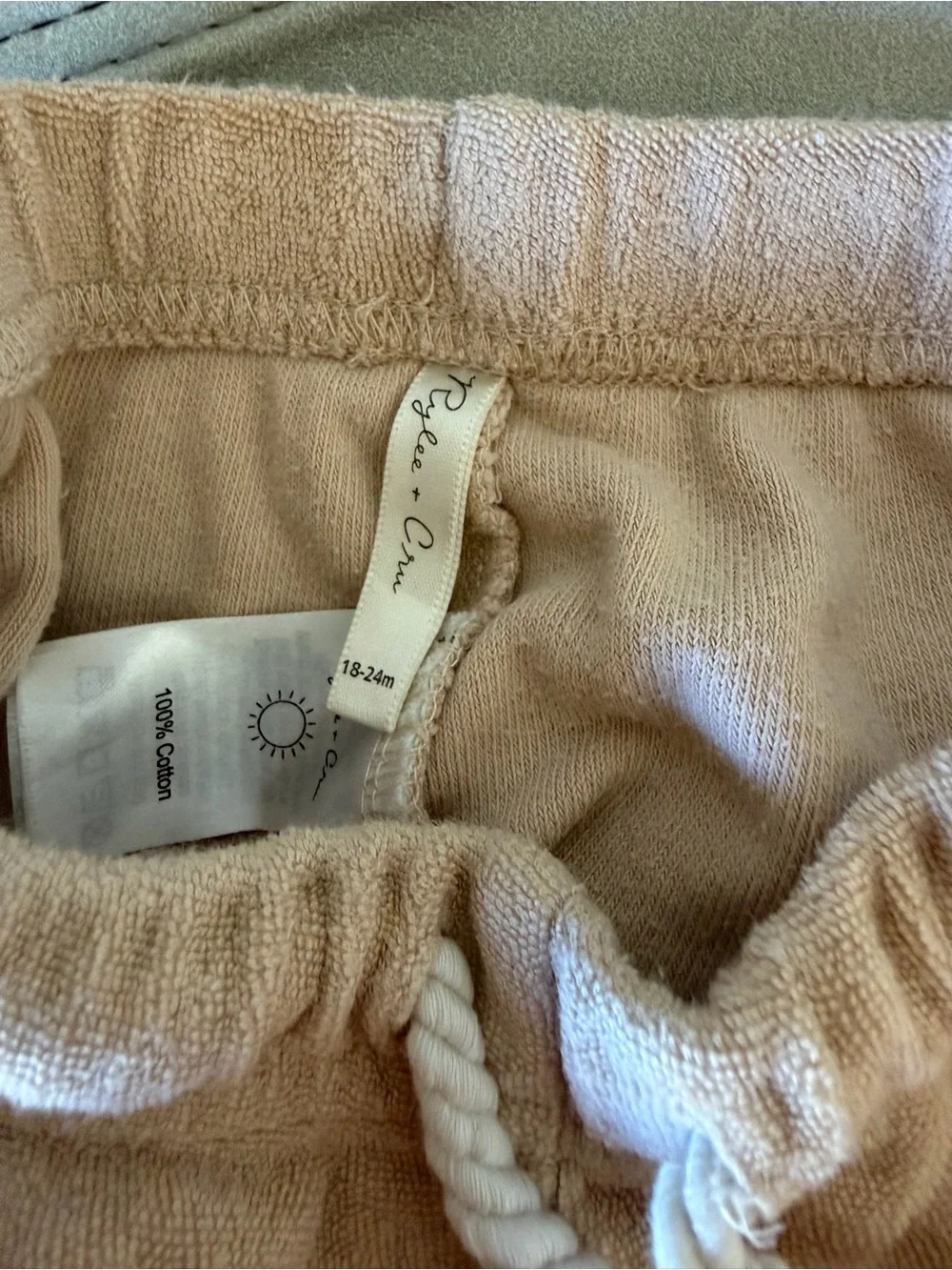 Rylee + Cru Terry Drawstring Athletic Shorts in Peach